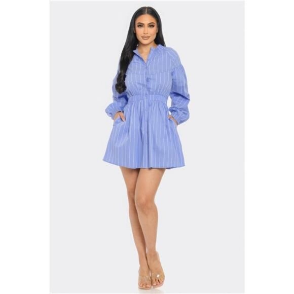 Striped Poplin Mini Dress - Picture 2 of 5